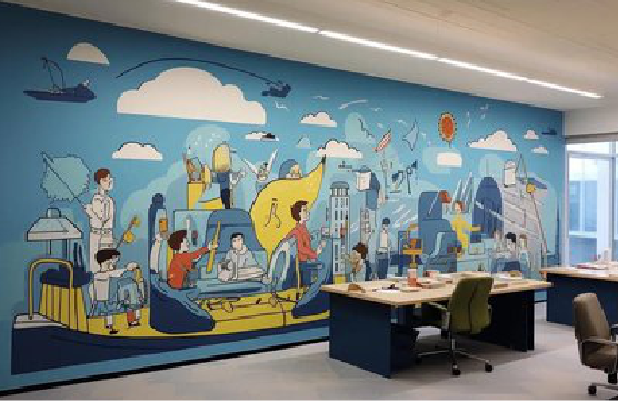 峨山办公室墙绘的特点。