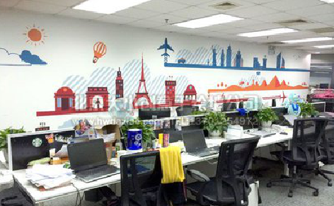 峨山教你设计办公室墙绘的方法。