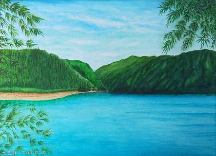 峨山在墙绘中，如何绘画绿水青山？